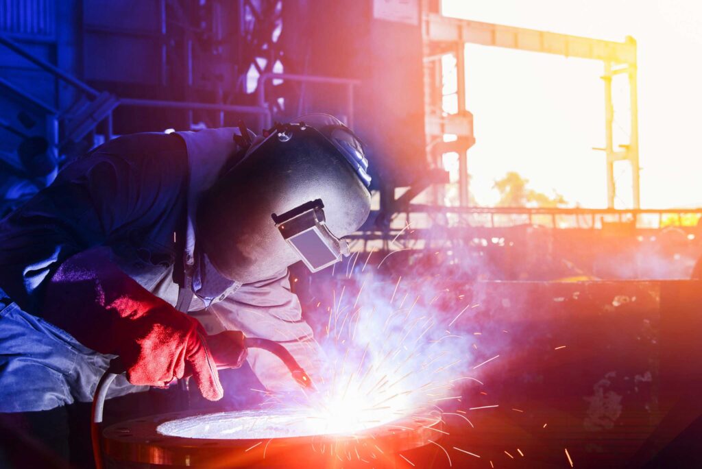 A welder welding in Sheffield